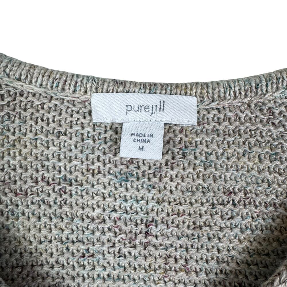 J. Jill Pure Jill Neutral Gray Speckled V-neck Long Sleeve Knit Tunic Sweater - Picture 11 of 13